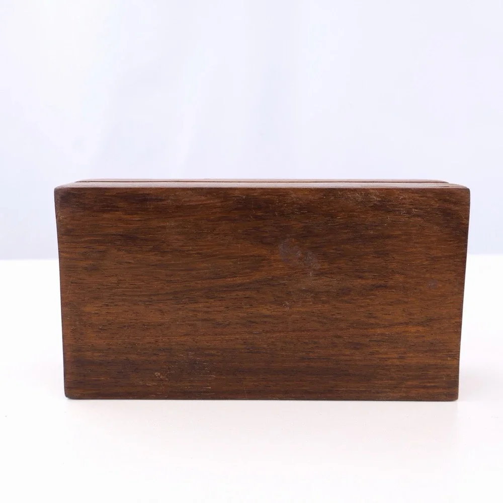 Vintage Hand Carved Wooden Trinket Box Floral Folk Art Jewelry Keepsake Box